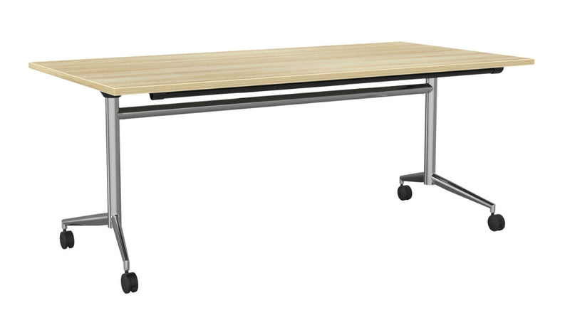 Team Flip Table Rectangle 1800 x 900 / Atlantic Oak / Chrome