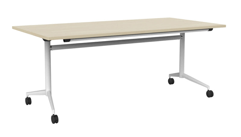 Team Flip Table Rectangle 1800 x 900 / Nordic Maple / White