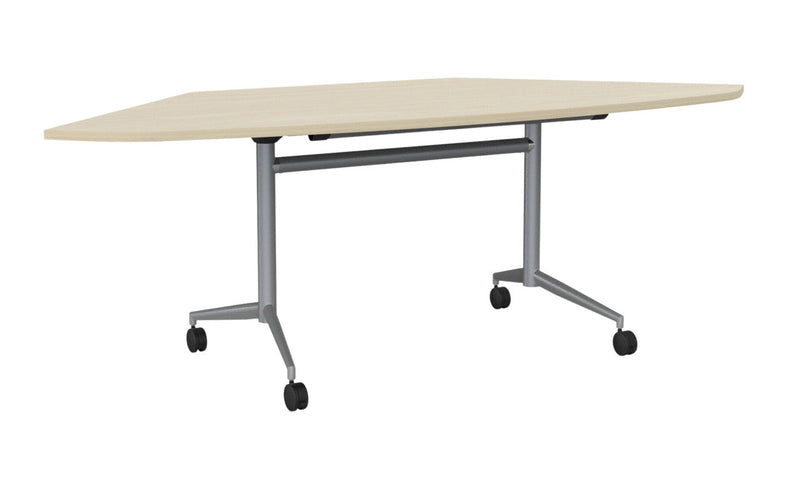 Team Flip Table Trapezium 2173 x 900 / Atlantic Oak / Silver