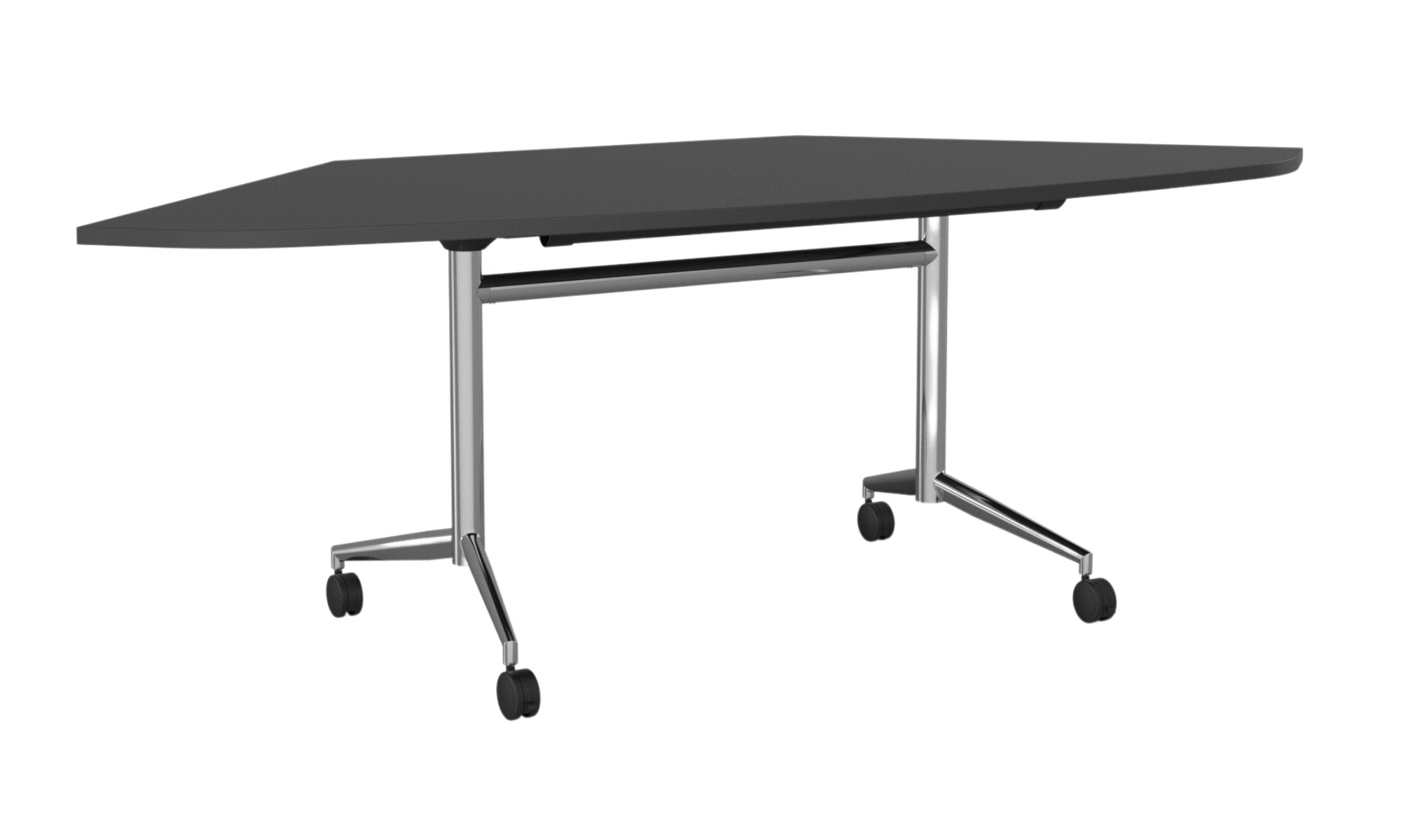 Team Flip Table Trapezium 2173 x 900 / Black / Chrome