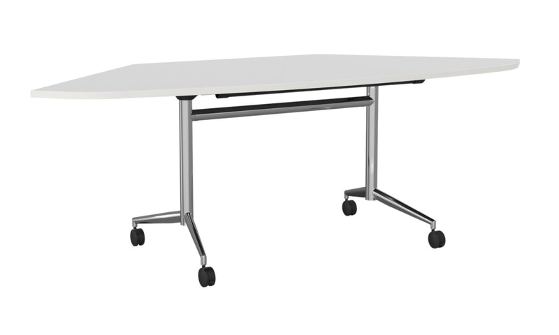 Team Flip Table Trapezium 2173 x 900 / White / Chrome