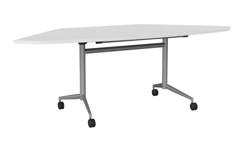 Team Flip Table Trapezium 2173 x 900 / White / Silver