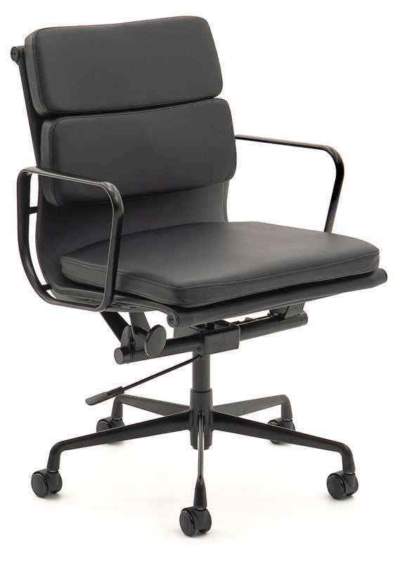 Vogue Chair Mid Back / Black Leather / Unassembled