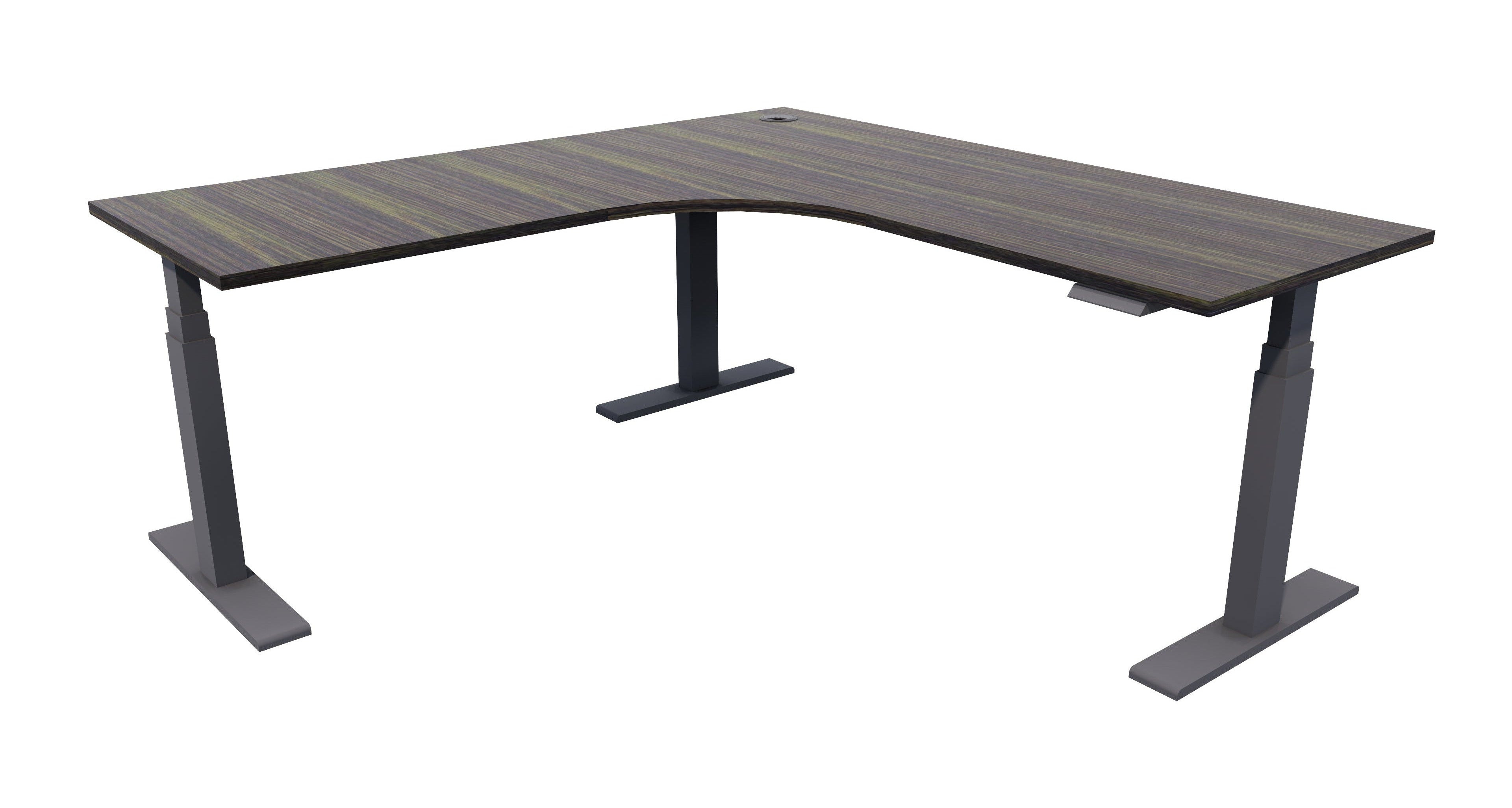 Zealand Electric Workstation 1500x1500x700 / Black / Dark Oak