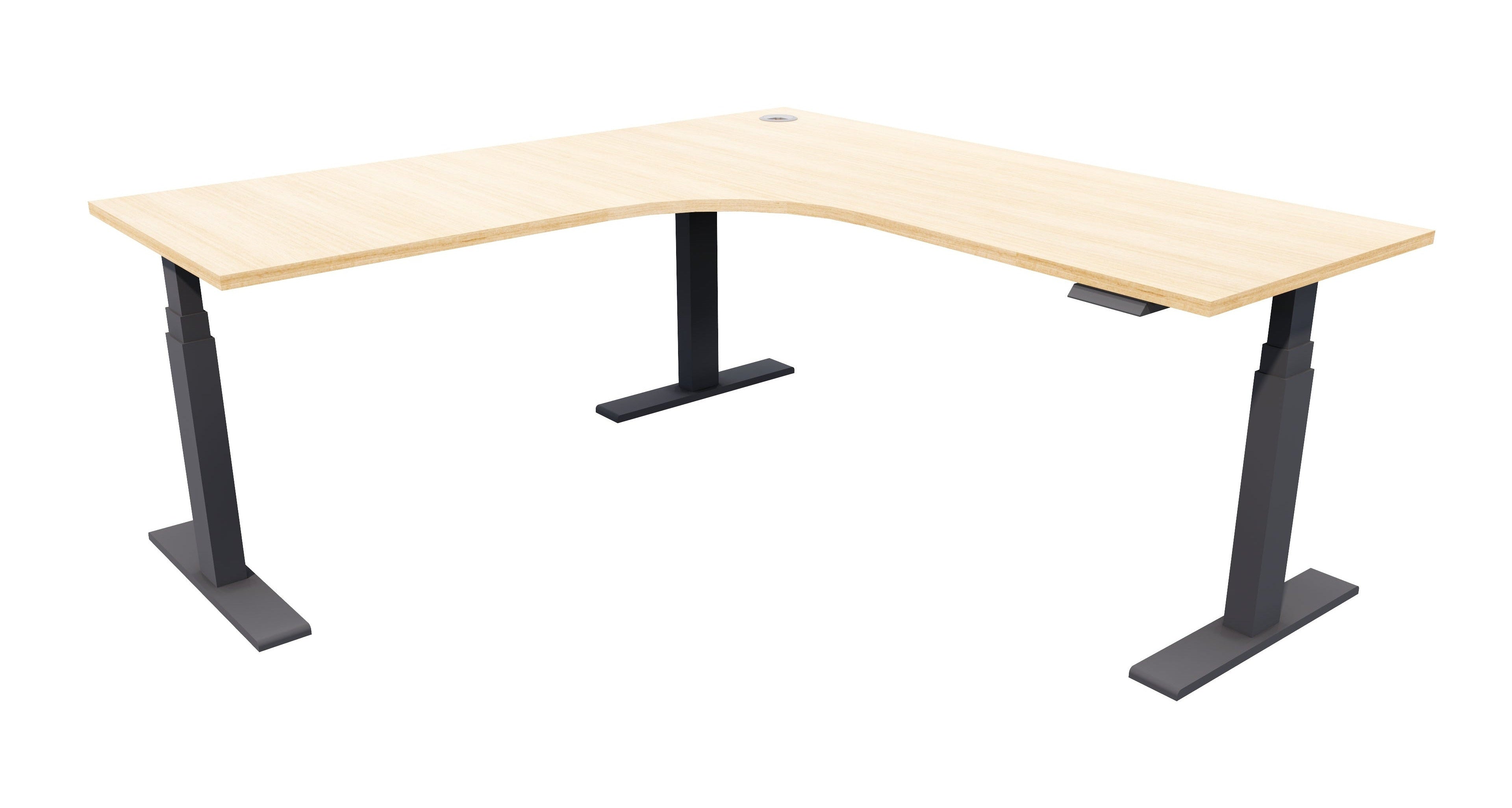 Zealand Electric Workstation 1500x1500x700 / Black / Sublime Teak