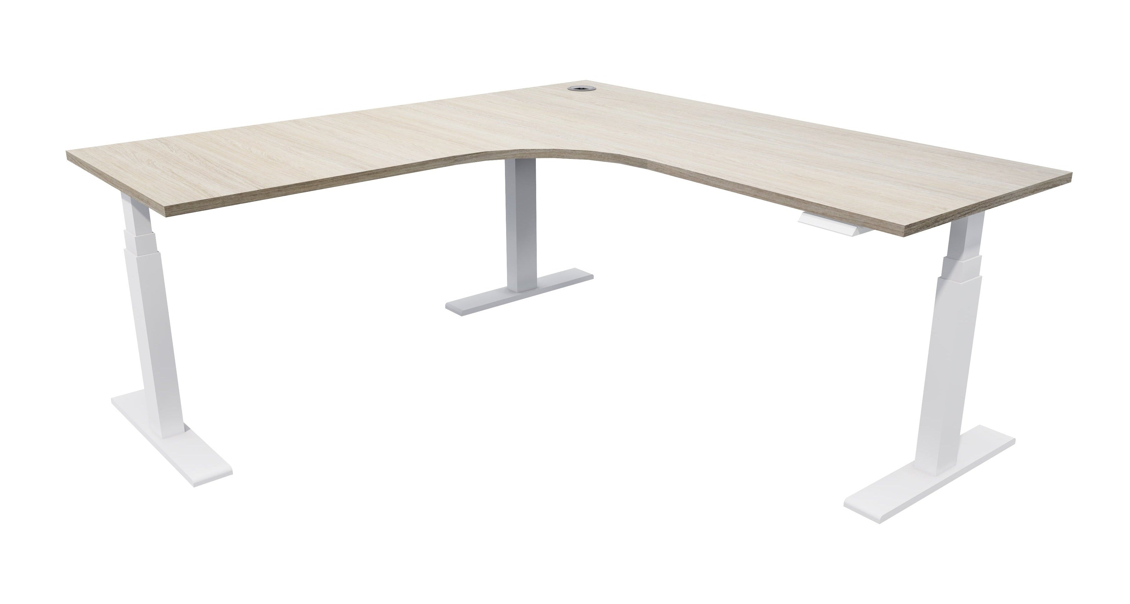 Zealand Electric Workstation 1500x1500x700 / White / Seasoned Oak