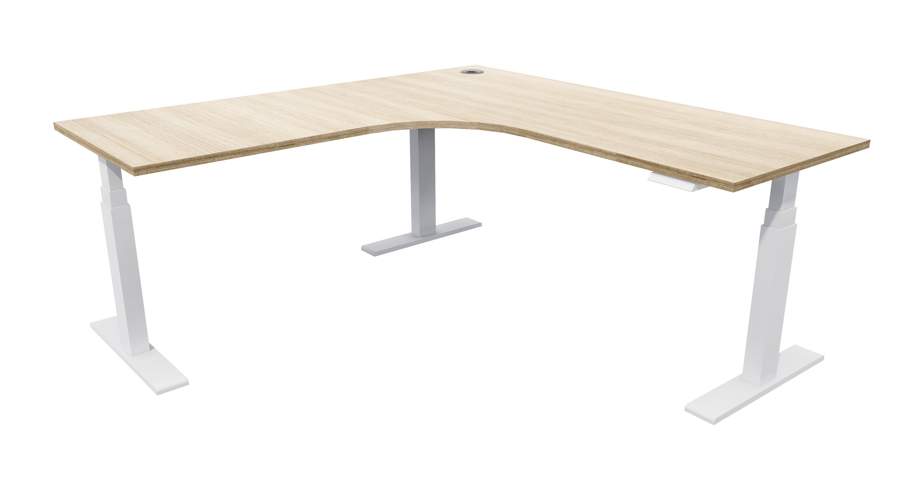 Zealand Electric Workstation 1500x1500x700 / White / Sublime Teak