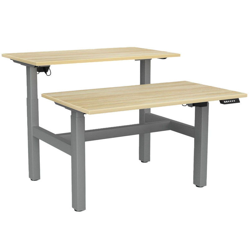 Agile Electric 3-Column Shared Desk 1200 x 700 / Atlantic Oak / Silver