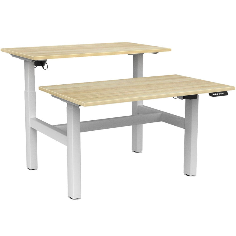 Agile Electric 3-Column Shared Desk 1200 x 700 / Atlantic Oak / White