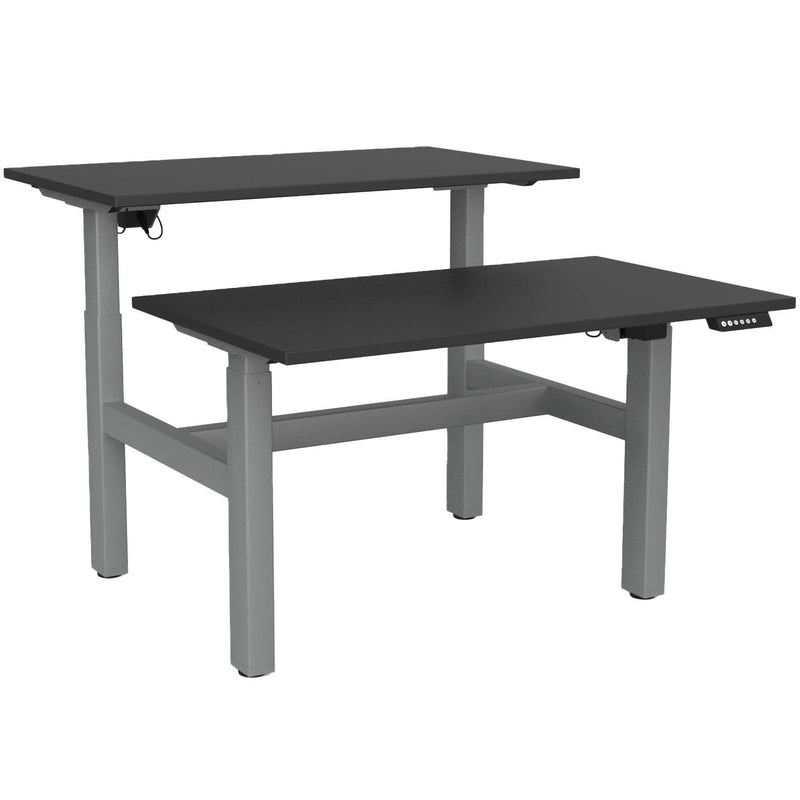 Agile Electric 3-Column Shared Desk 1200 x 700 / Black / Silver