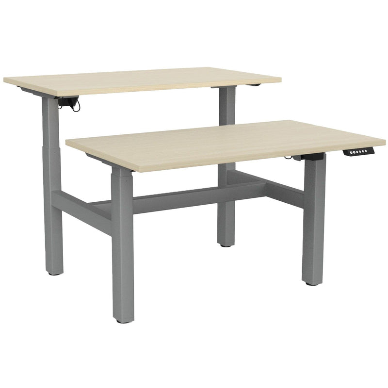 Agile Electric 3-Column Shared Desk 1200 x 700 / Nordic Maple / Silver