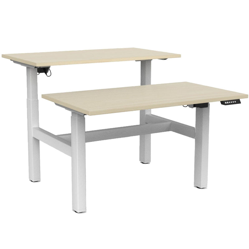 Agile Electric 3-Column Shared Desk 1200 x 700 / Nordic Maple / White