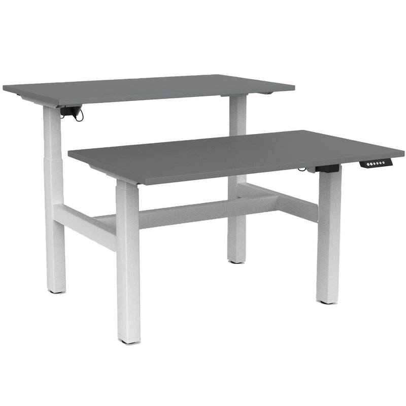Agile Electric 3-Column Shared Desk 1200 x 700 / Silver / White
