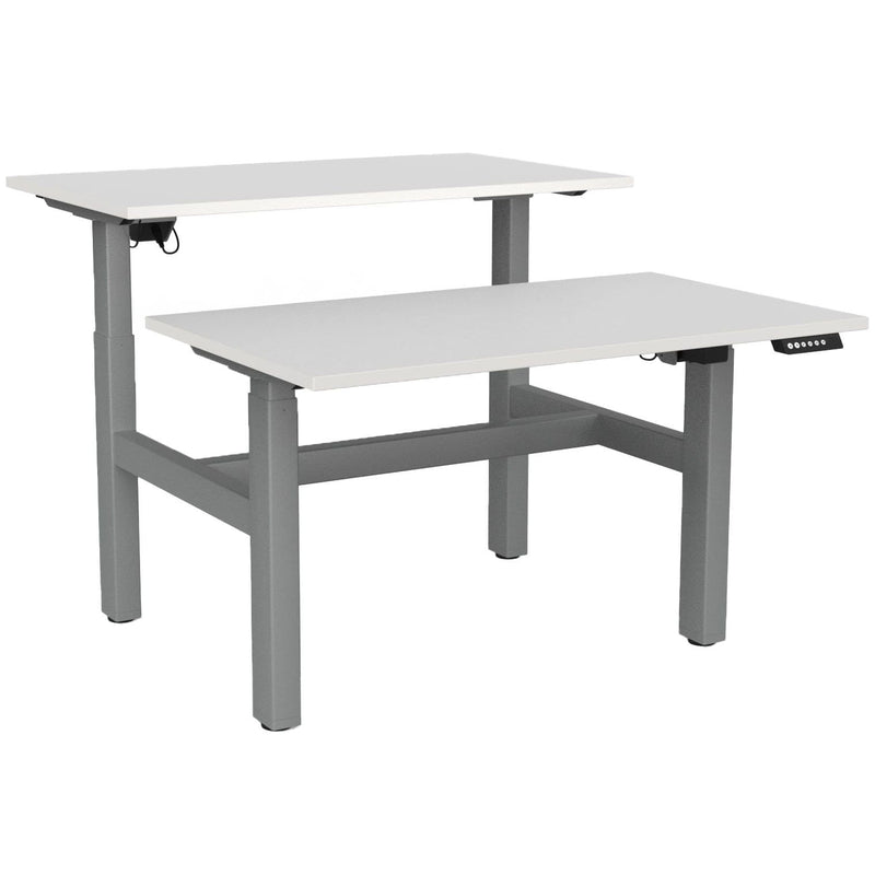 Agile Electric 3-Column Shared Desk 1200 x 700 / White / Silver