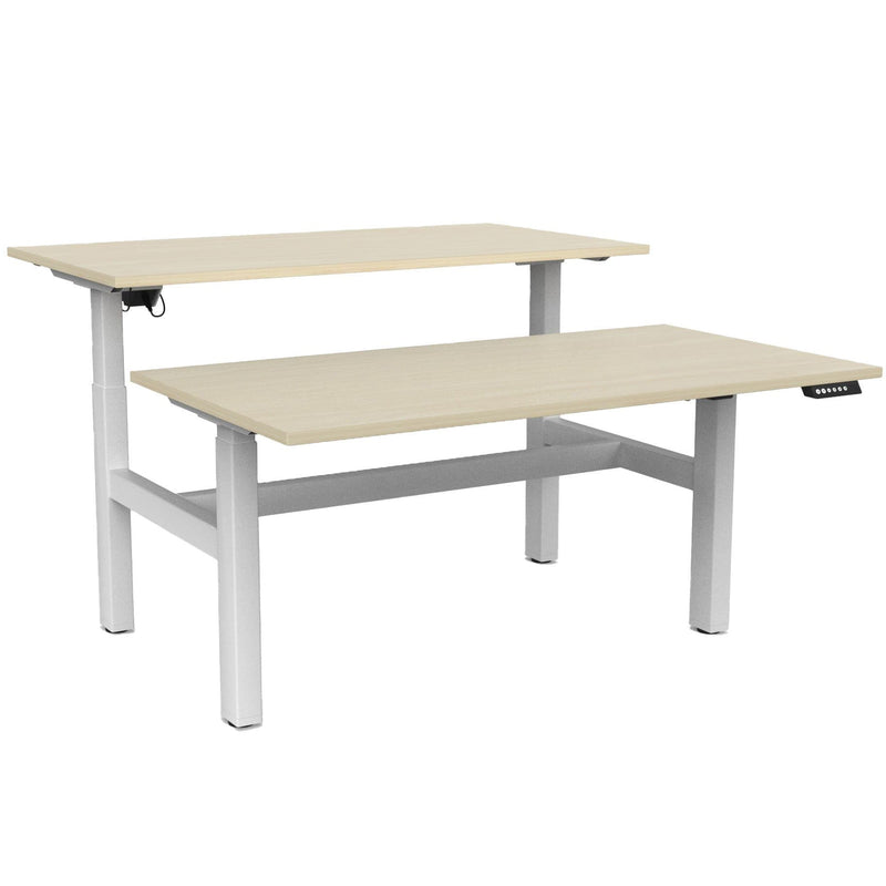 Agile Electric 3-Column Shared Desk 1500 x 800 / Nordic Maple / White