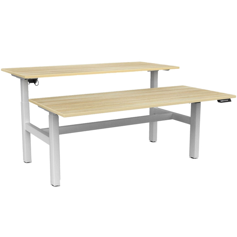 Agile Electric 3-Column Shared Desk 1800 x 800 / Atlantic Oak / White