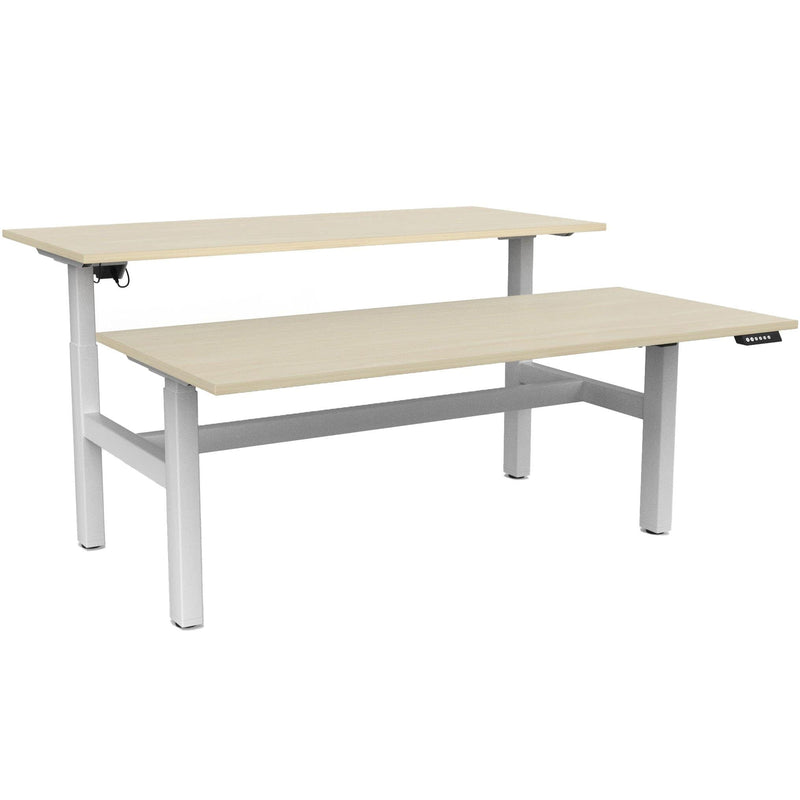Agile Electric 3-Column Shared Desk 1800 x 800 / Nordic Maple / White