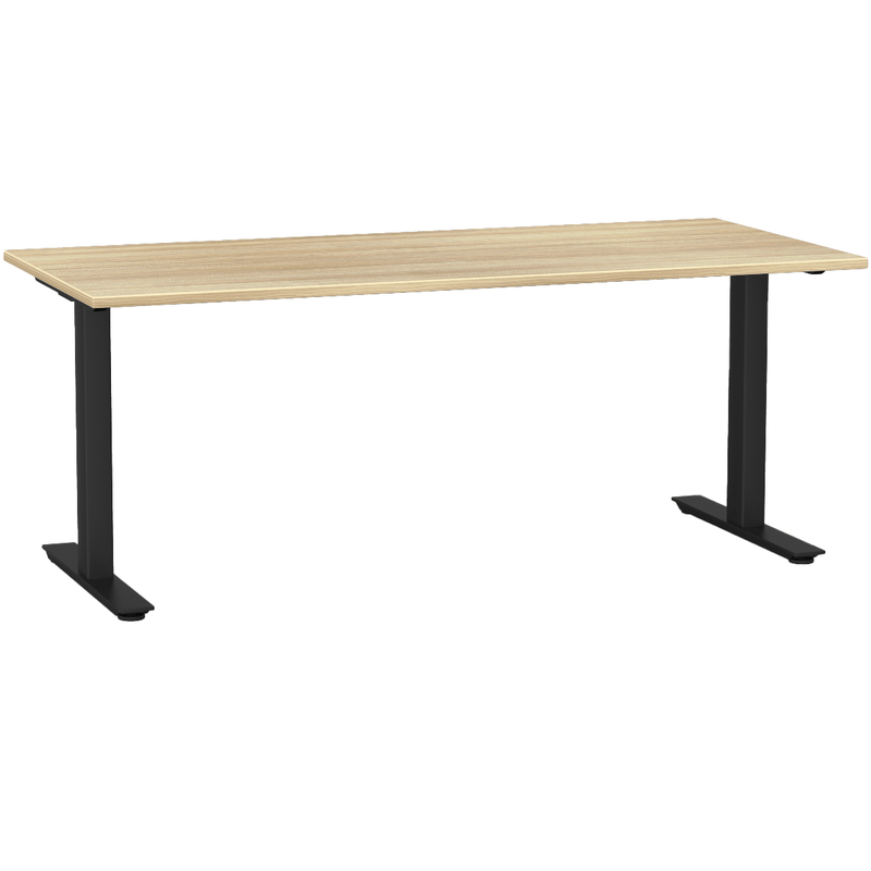Agile Fixed Height Desk 2000 x 700 / Atlantic Oak / Black
