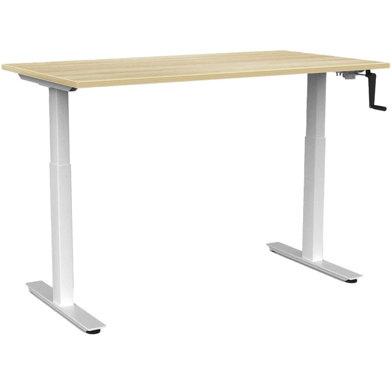 Agile Winder Height Adjustable Desk 1500 x 800 / Atlantic Oak / White