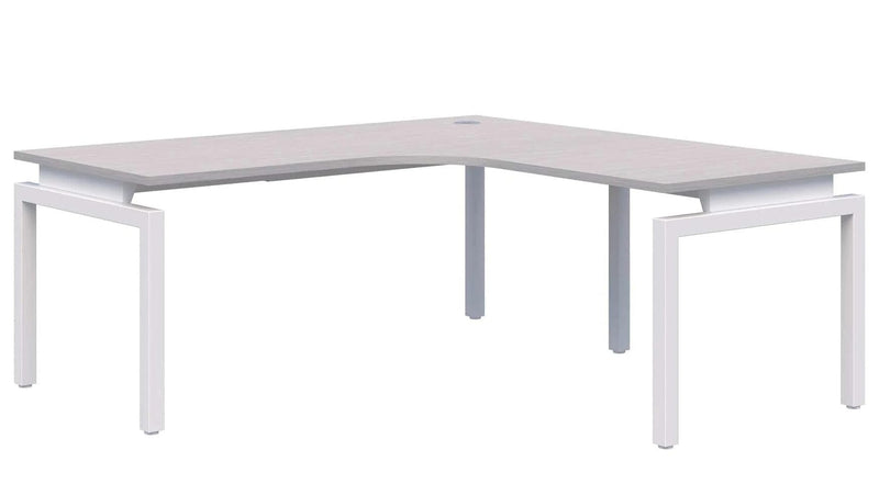 Balance 90 Corner Workstation Desk 1500x1500x800 (Left Hand Return) / Silver Strata Naturale / White