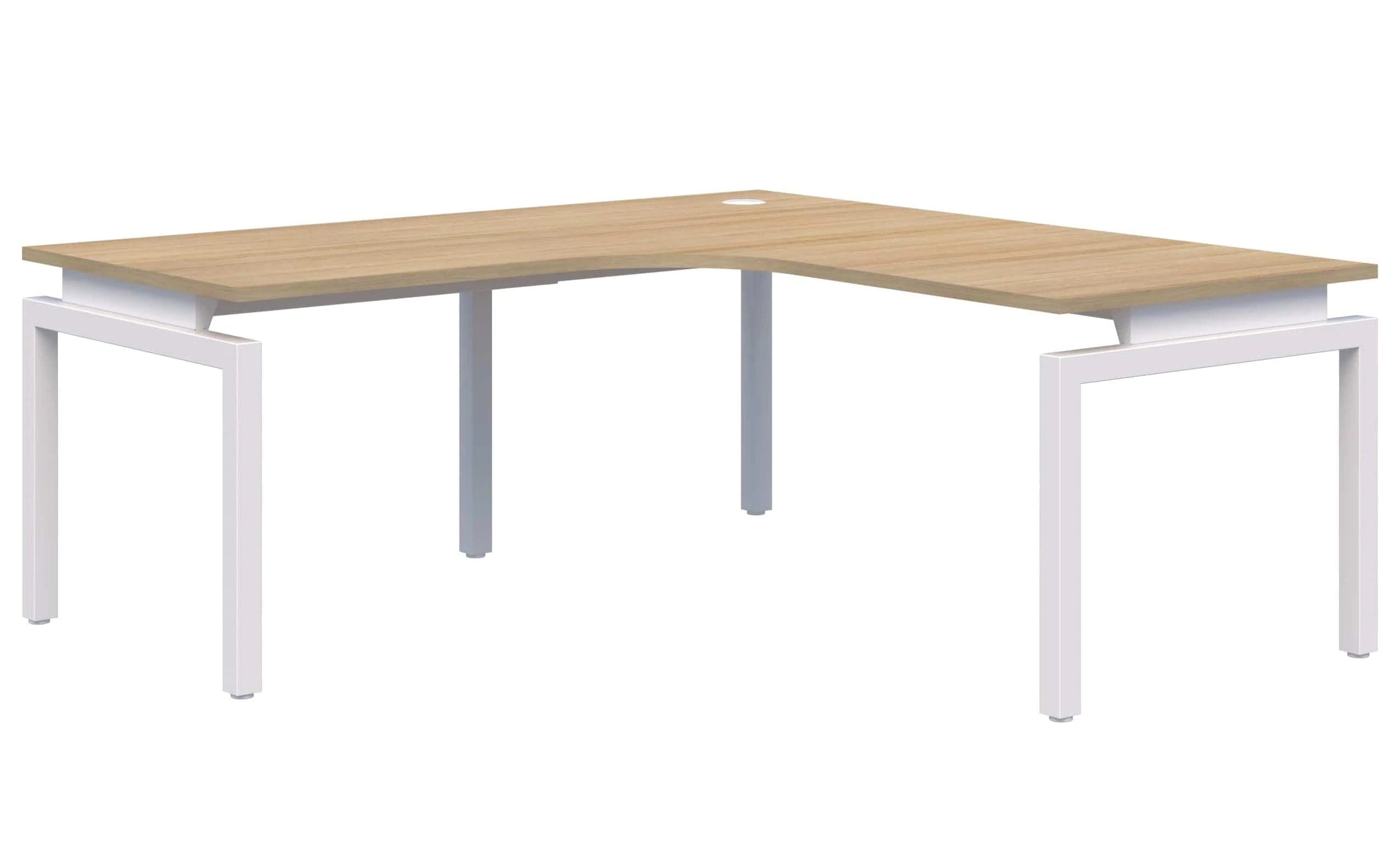 Balance 90 Corner Workstation Desk 2000x2000x800 (Left Hand Return) / Classic Oak Naturale / White