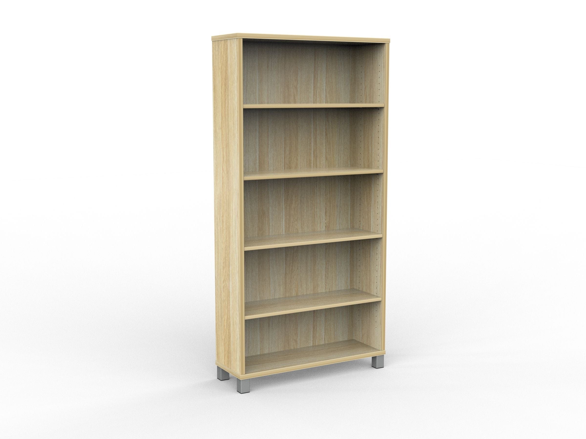 Cubit Bookcase 1800h x 900w x 315d / Atlantic Oak / Silver