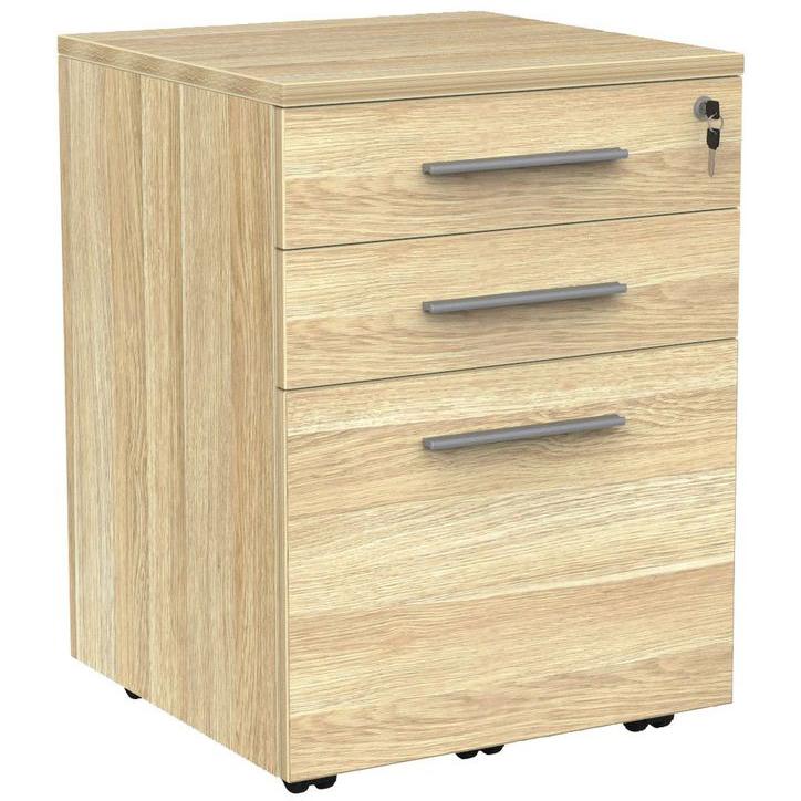 Cubit Mobile Drawers 2 drawer + file / Atlantic Oak / Silver