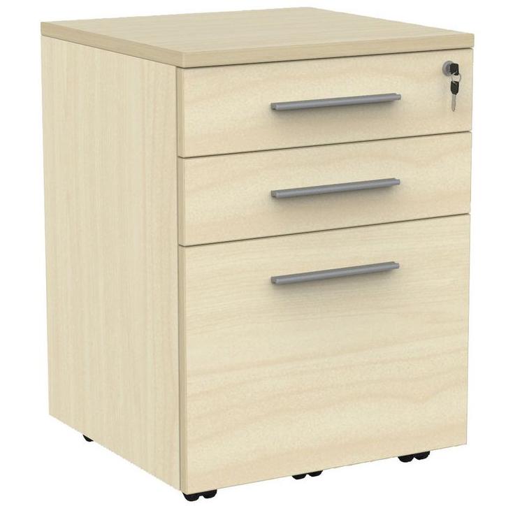 Cubit Mobile Drawers 2 drawer + file / Nordic Maple / Silver