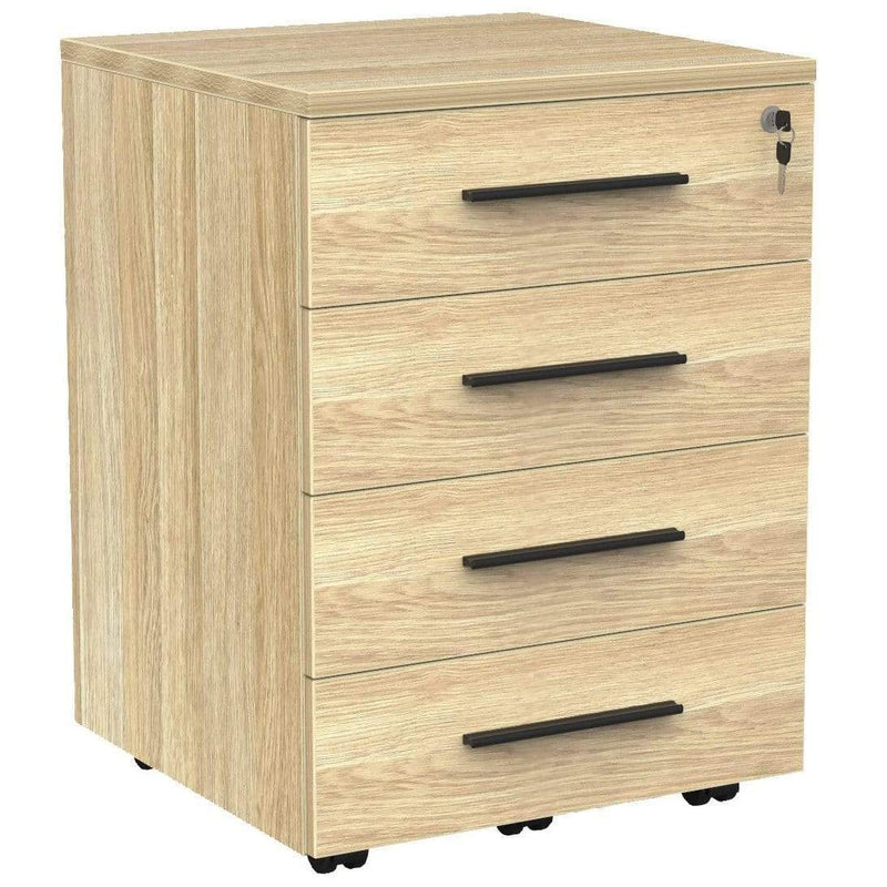 Cubit Mobile Drawers 4 drawer / Atlantic Oak / Black