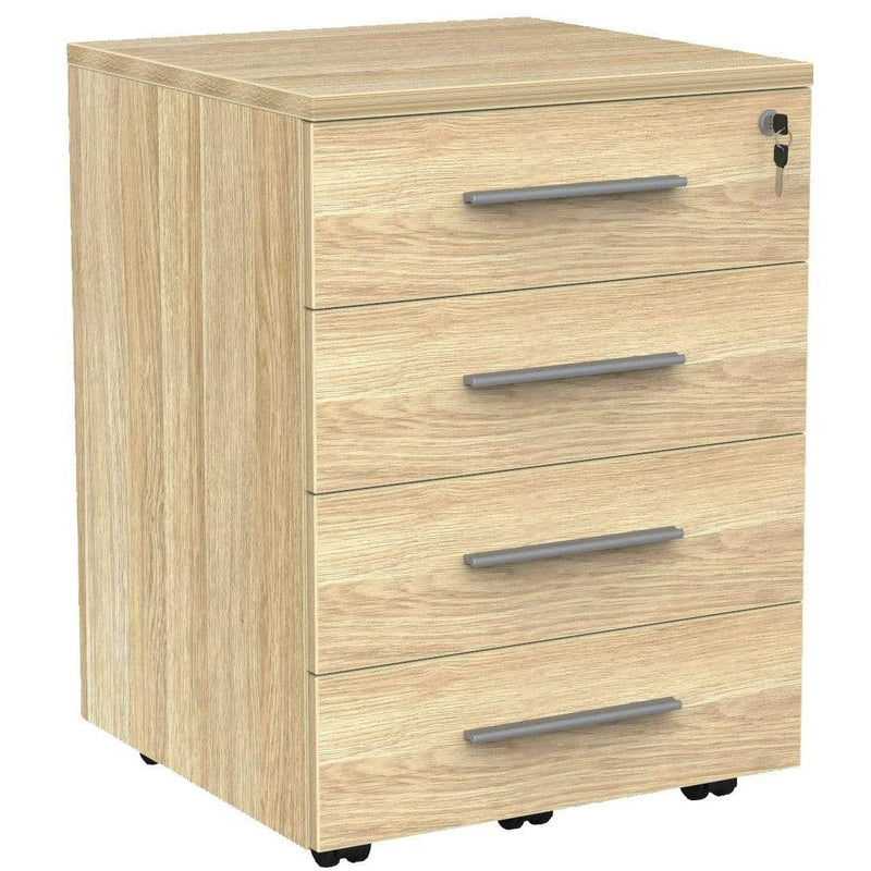 Cubit Mobile Drawers 4 drawer / Atlantic Oak / Silver