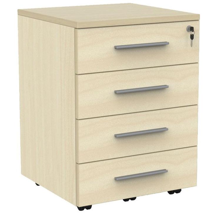 Cubit Mobile Drawers 4 drawer / Nordic Maple / Silver