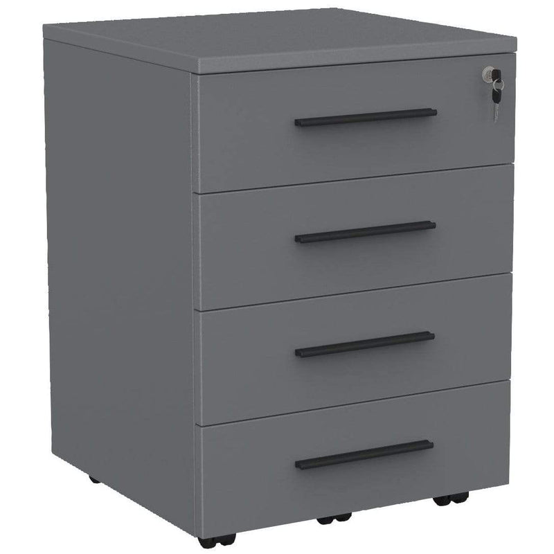 Cubit Mobile Drawers 4 drawer / Silver / Black