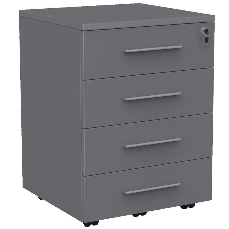 Cubit Mobile Drawers 4 drawer / Silver / Silver