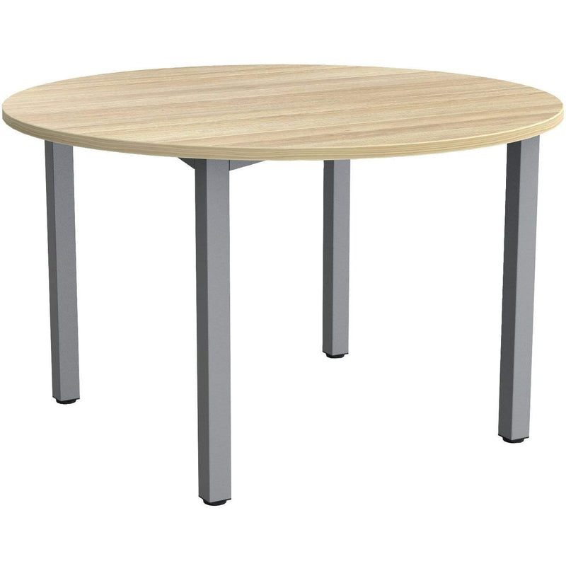 Cubit Round Meeting Table Atlantic Oak / Silver