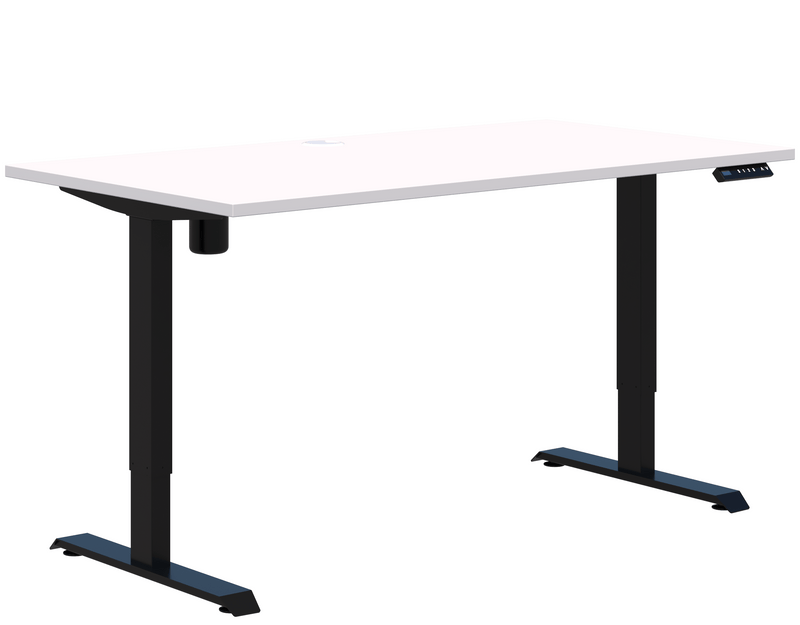 Duo II Electric Single Desk 1200 x 700 / Snow Velvet / Black
