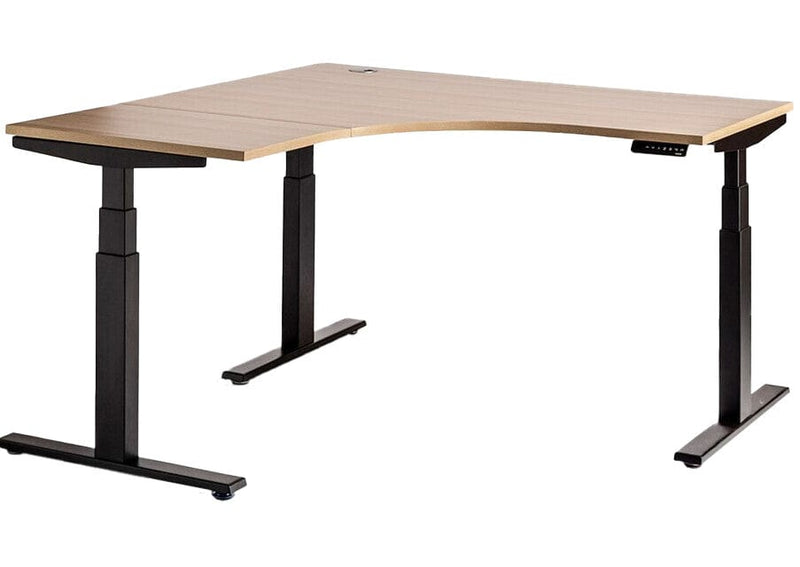 Enhance Electric Corner Desk 1500 x 1500 x 700 / Autumn Oak / Black