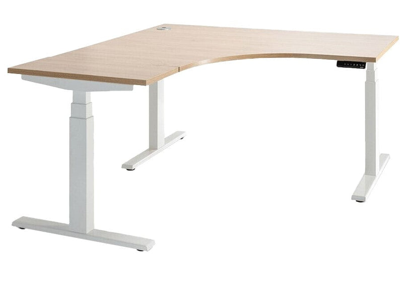 Enhance Electric Corner Desk 1500 x 1500 x 700 / Autumn Oak / White