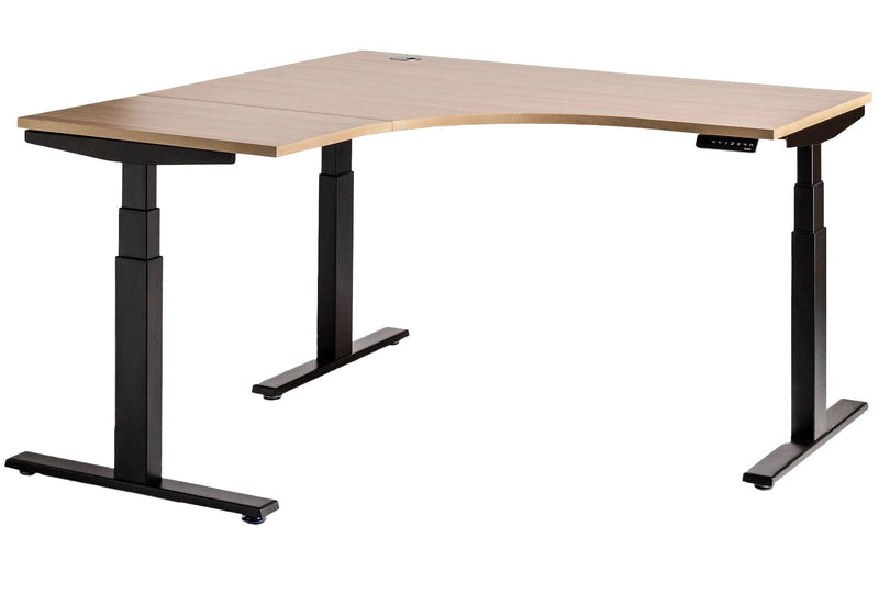 Enhance Electric Corner Desk 1500 x 1500 x 700 / Oak / Black