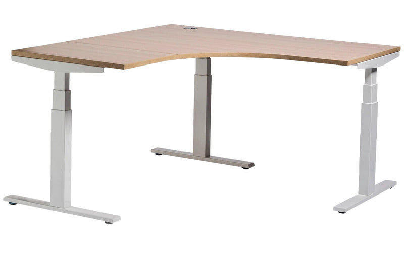 Enhance Electric Corner Desk 1500 x 1500 x 700 / Oak / White