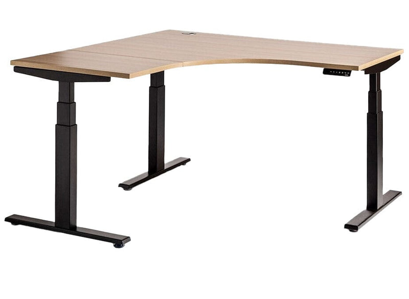 Enhance Electric Corner Desk 1800 x 1800 x 700 / Autumn Oak / Black