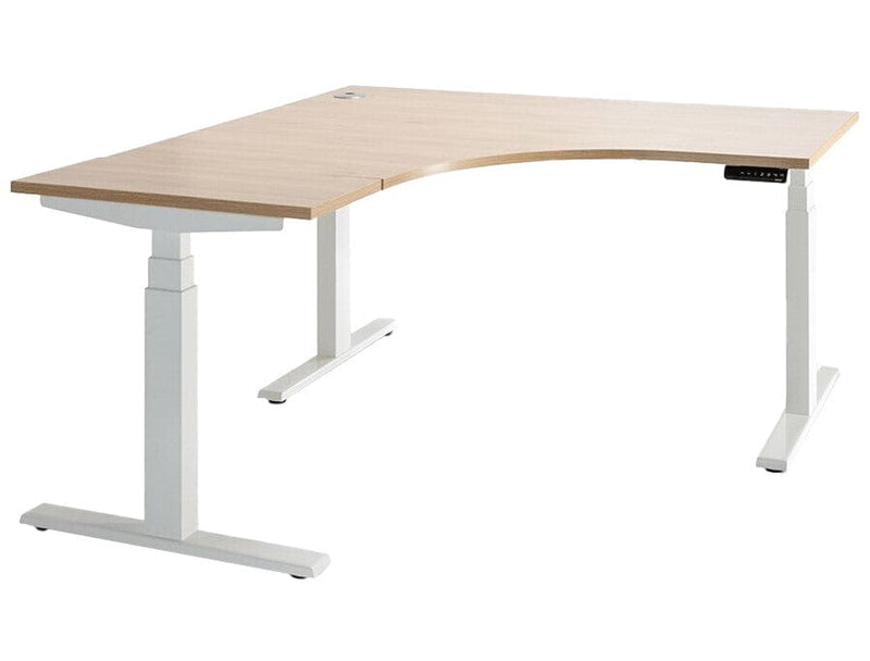 Enhance Electric Corner Desk 1800 x 1800 x 700 / Autumn Oak / White