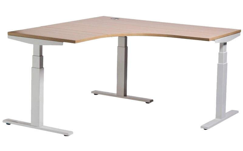 Enhance Electric Corner Desk 1800 x 1800 x 700 / Oak / White