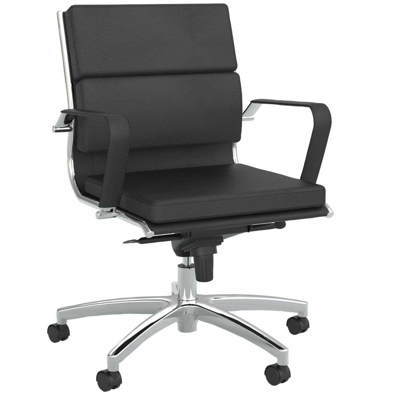 Moda Mid Back PU Leather Chair Black / Assembled