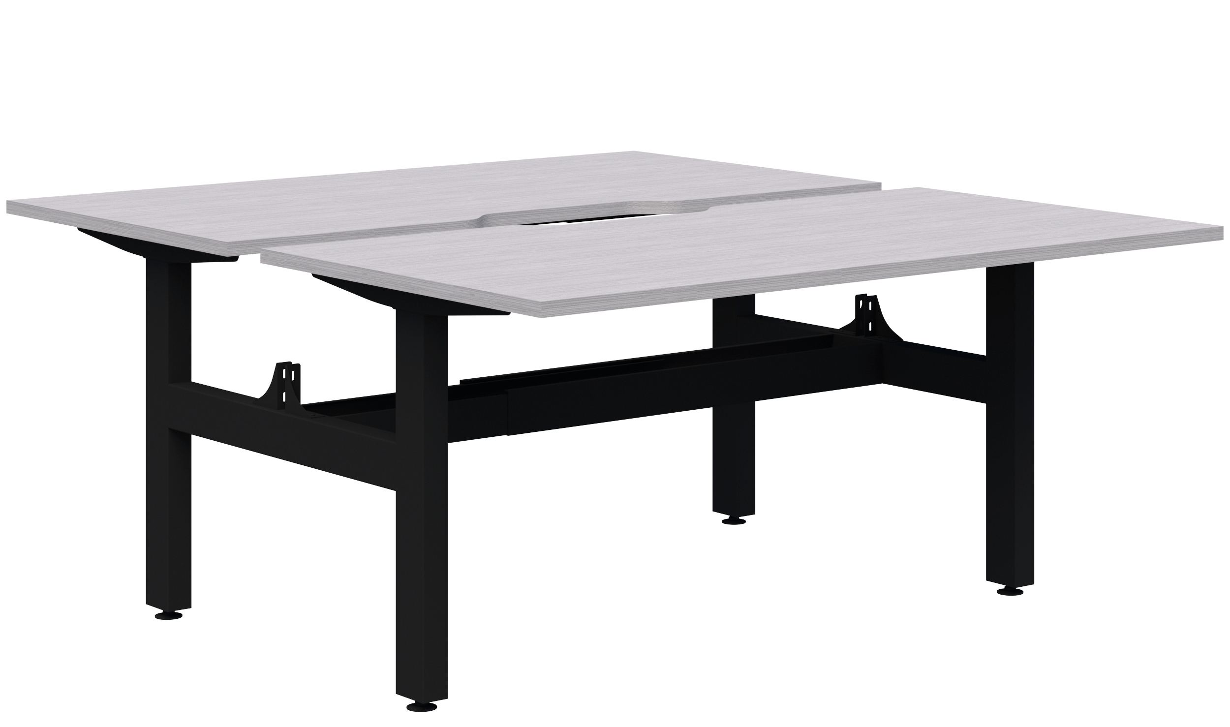 Summit II Fixed Height Back-to-Back Desk 1200 x 800 / Silver Strada Naturale / Black