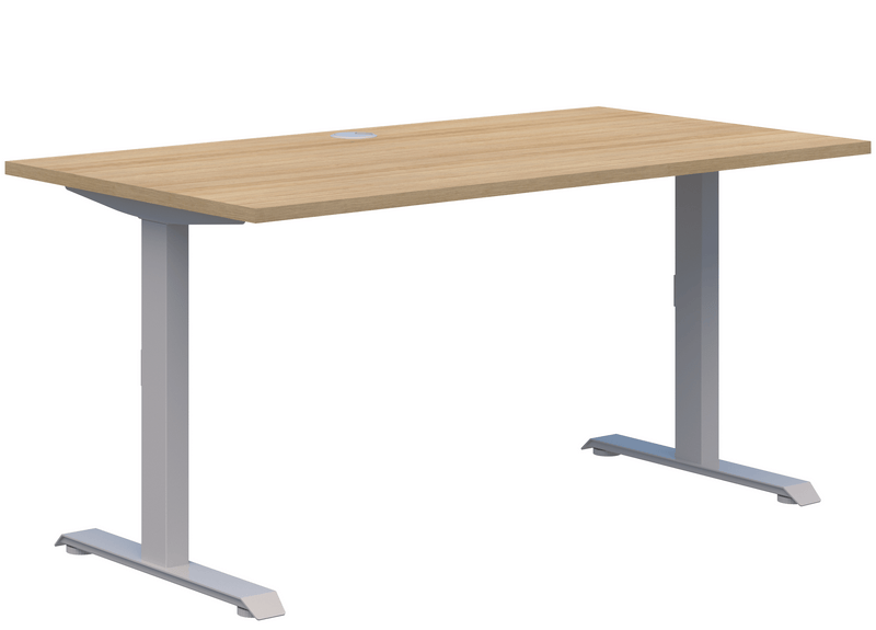 Summit II Fixed Height Single Desk 1200 x 700 / Classic Oak Naturale / Silver