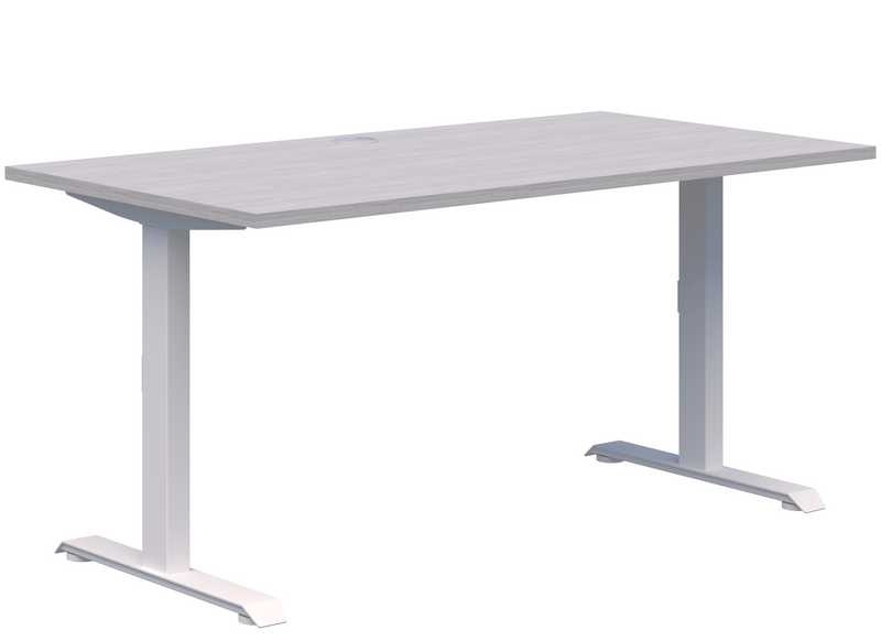 Summit II Fixed Height Single Desk 1200 x 700 / Silver Strada Naturale / White